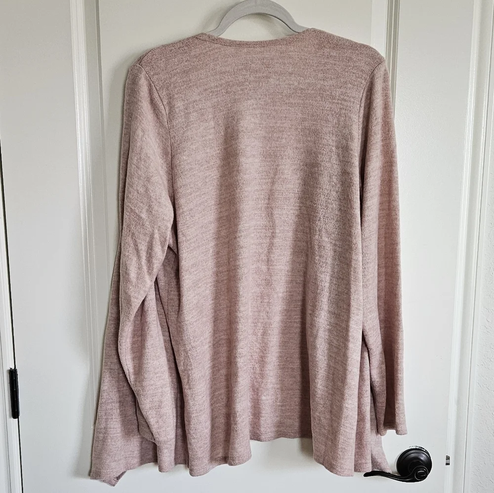 Torrid Super Soft Plush Heather Pink Open Front Draped Cardigan Sweater Size 1X - Picture 7 of 9